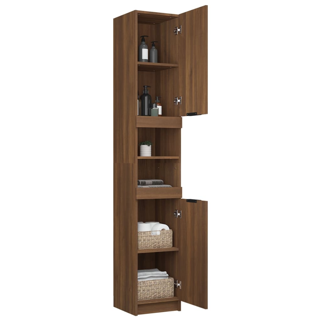 Badschrank Braun Eichen-Optik 32x34x188,5 cm Holzwerkstoff