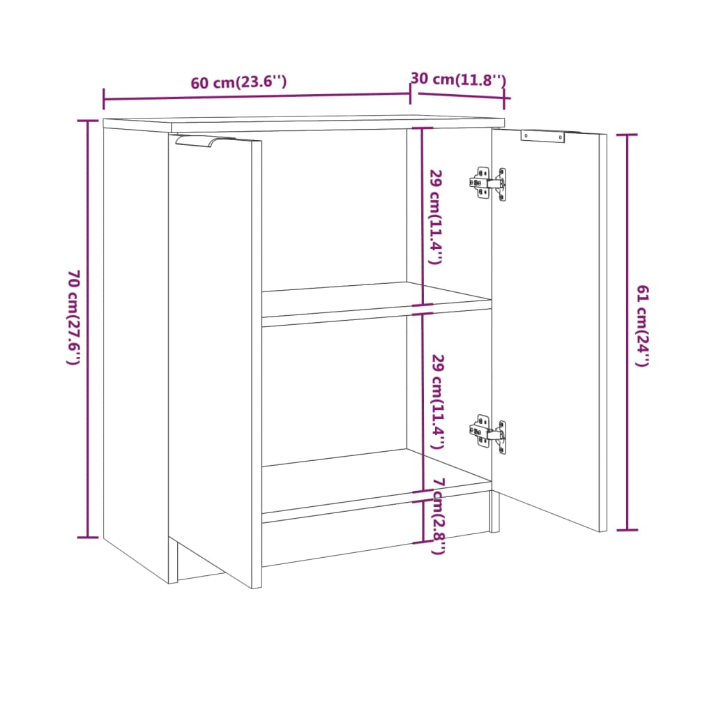 3-tlg. Sideboard Weiß Holzwerkstoff