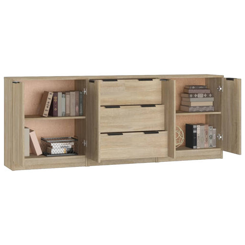 3-tlg. Sideboard Sonoma Eiche-Optik Holzwerkstoff