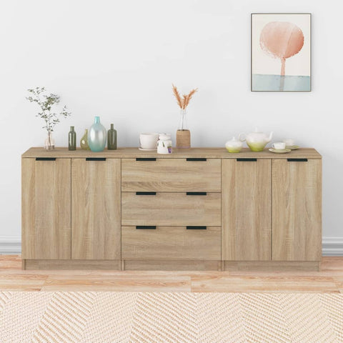 3-tlg. Sideboard Sonoma Eiche-Optik Holzwerkstoff