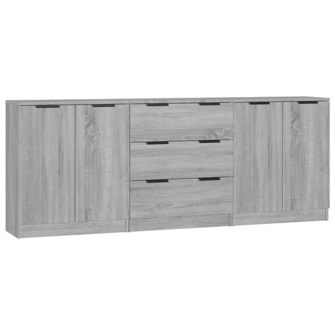 3-tlg. Sideboard Grau Sonoma Eiche-Optik Holzwerkstoff