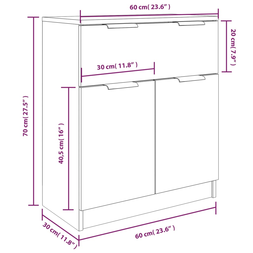 3-tlg. Sideboard Sonoma Eiche-Optik Holzwerkstoff