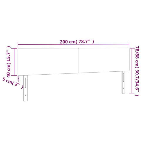 Kopfteile 2 Stk. Hellgrau 100x5x78/88 cm Stoff