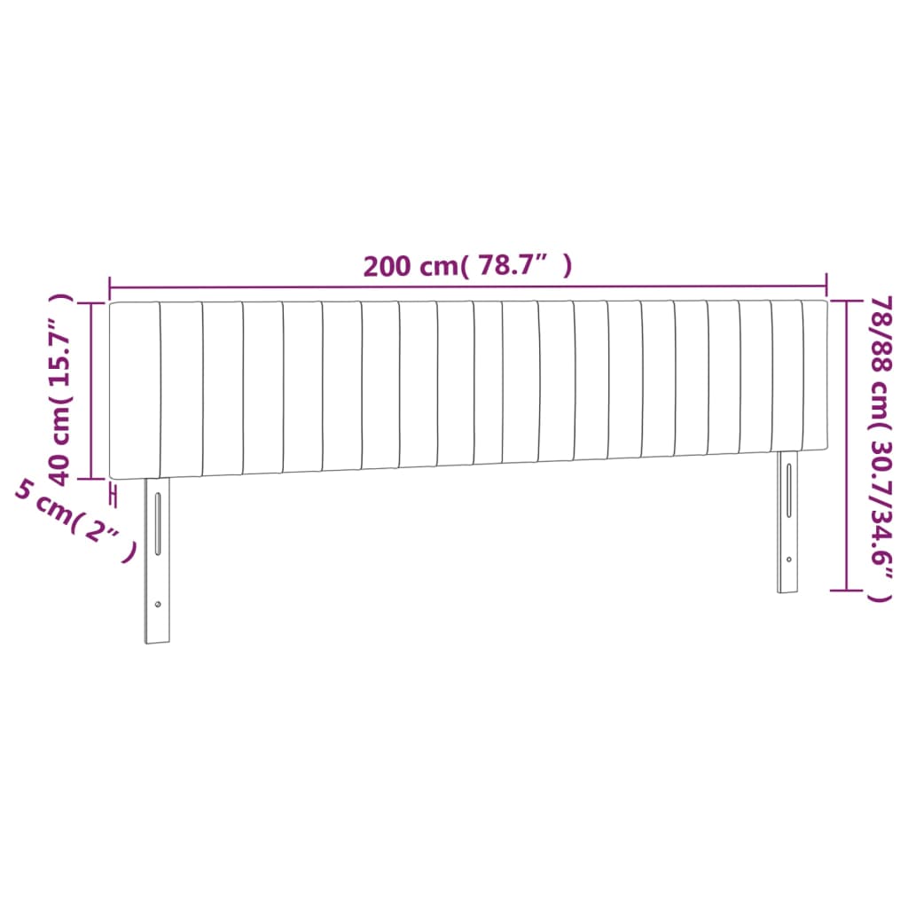 Kopfteile 2 Stk. Schwarz 100x5x78/88 cm Stoff