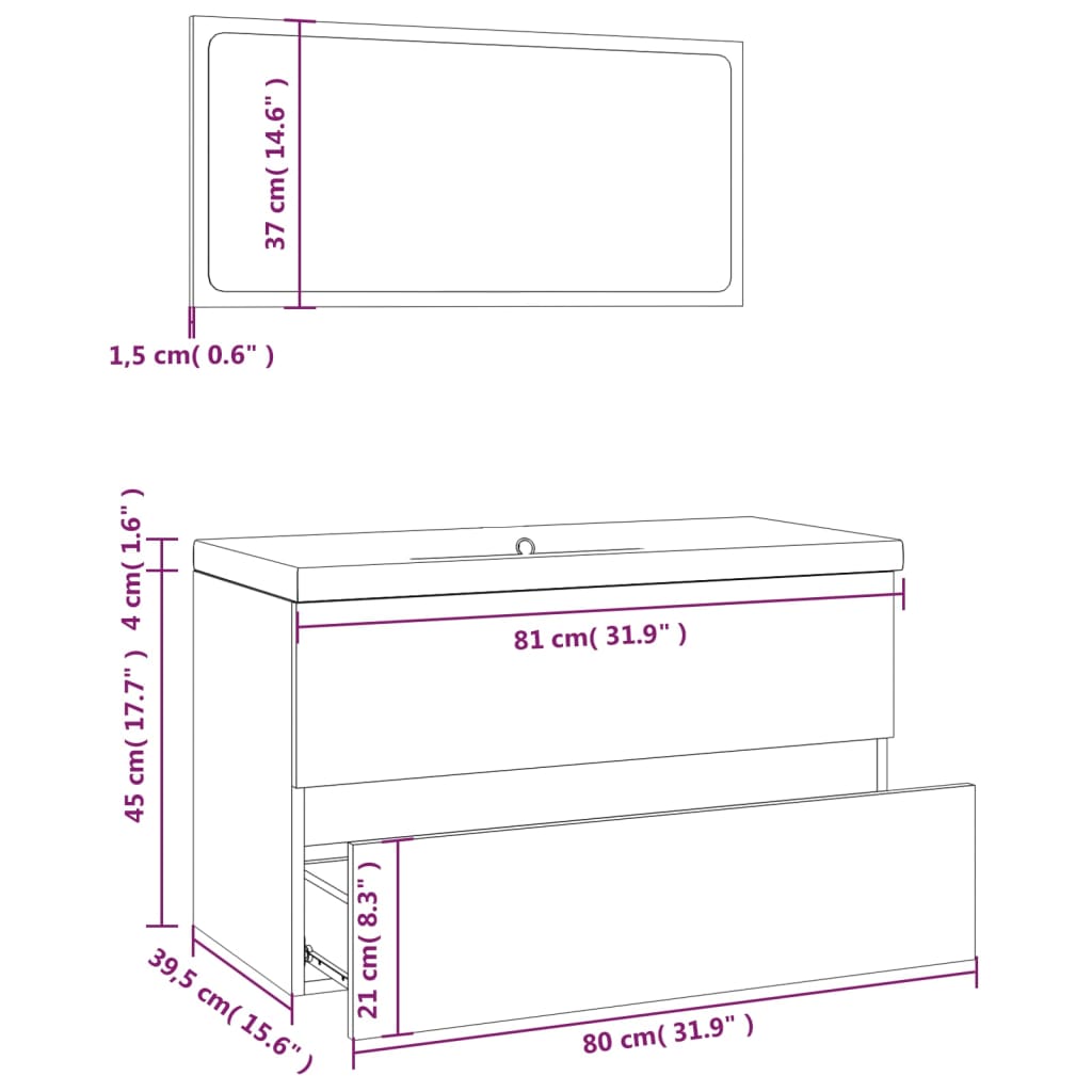 Badmöbel-Set Räuchereiche Holzwerkstoff