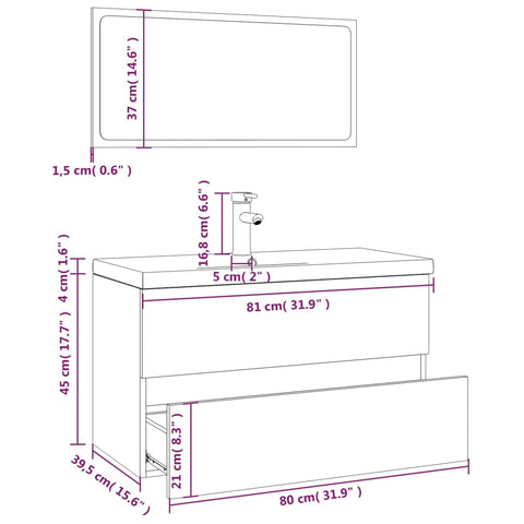 Badmöbel-Set Räuchereiche Holzwerkstoff