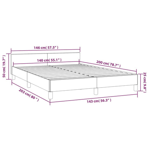 Bettgestell ohne Matratze Schwarz 140x200 cm Stoff
