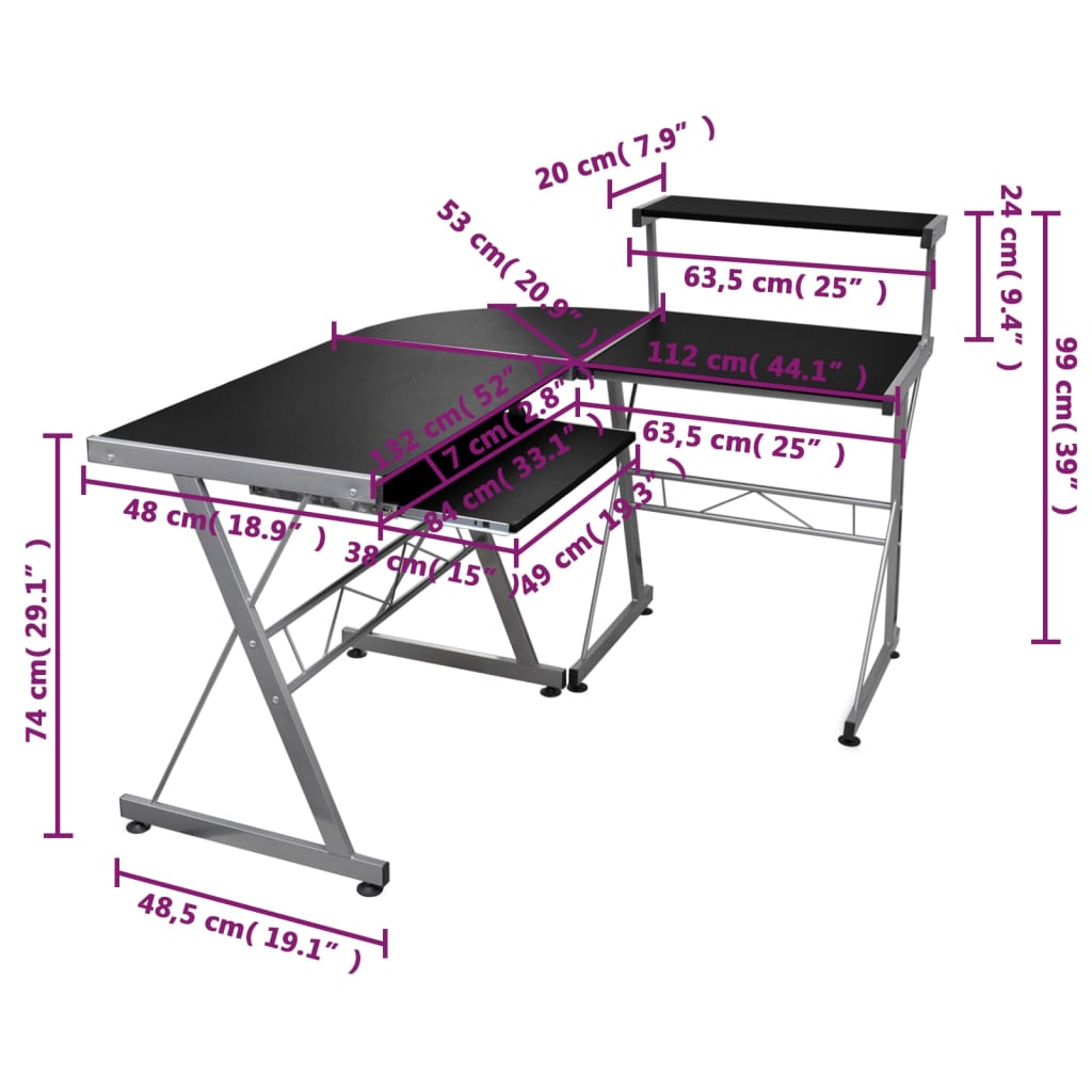 Eck-Computertisch Schwarz 132x112x99 cm Holzwerkstoff