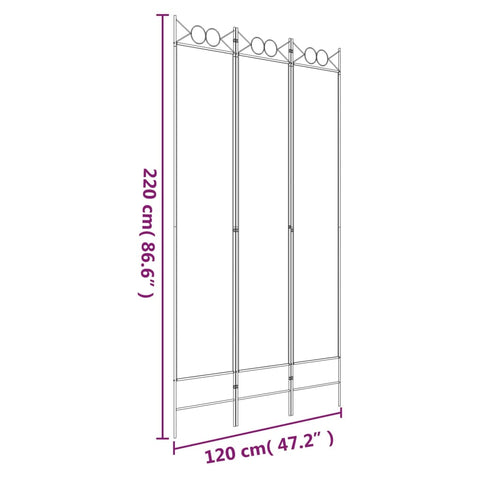 3-tlg. Paravent Weiß 120x220 cm Stoff