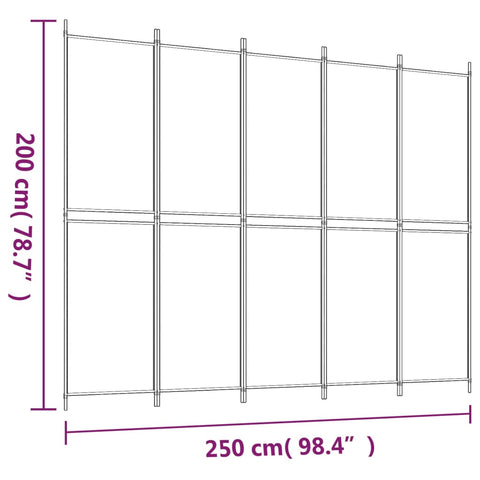 5-tlg. Paravent Braun 250x200 cm Stoff