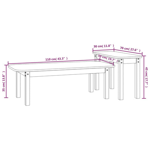 2-tlg. Couchtisch-Set Grau Massivholz Kiefer