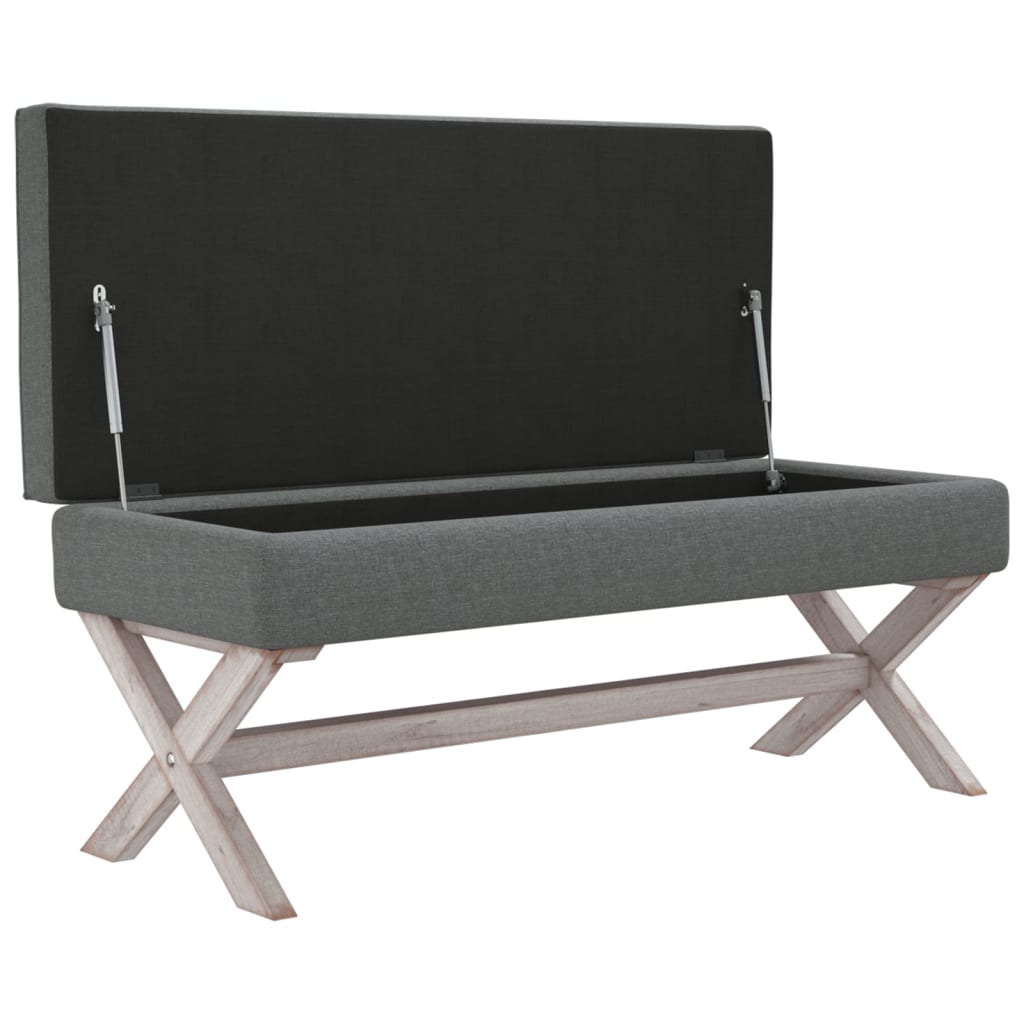 Hocker mit Stauraum Dunkelgrau 110x45x49 cm Stoff