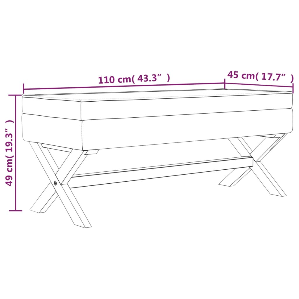 Hocker mit Stauraum Dunkelgrau 110x45x49 cm Stoff