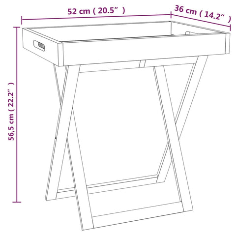 Tabletttisch Klappbar 52x36x56,5 cm Massivholz Nussbaum