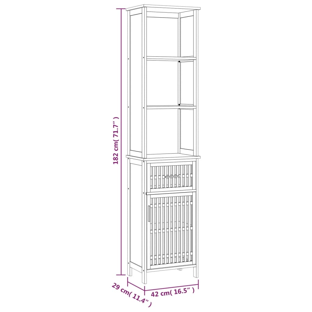 Badschrank 42x29x182 cm Massivholz Nussbaum