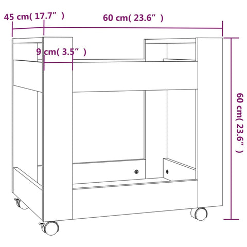 Bürowagen Grau Sonoma 60x45x60 cm Holzwerkstoff