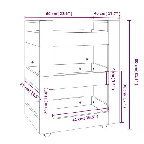 Küchenwagen Grau Sonoma 60x45x80 cm Holzwerkstoff