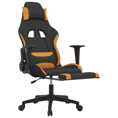 Gaming-Stuhl mit Fußstütze Schwarz und Orange Stoff