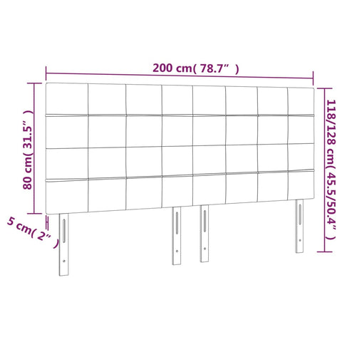 LED Kopfteil Schwarz 200x5x118/128 cm Samt