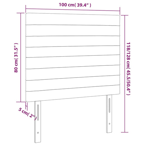 LED Kopfteil Dunkelbraun 100x5x118/128 cm Stoff