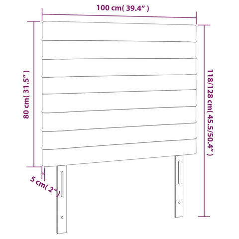 LED Kopfteil Dunkelgrau 100x5x118/128 cm Samt