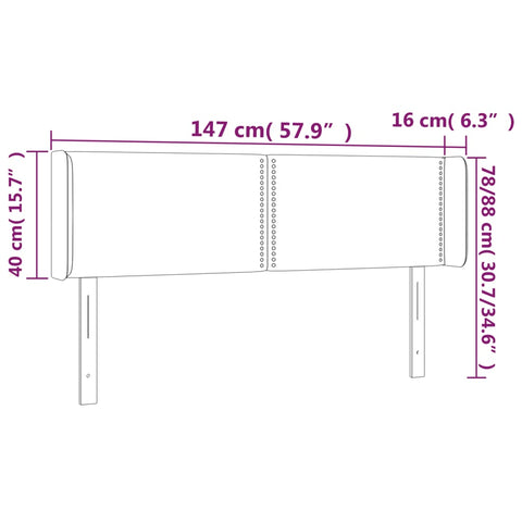 LED Kopfteil Dunkelgrün 147x16x78/88 cm Samt