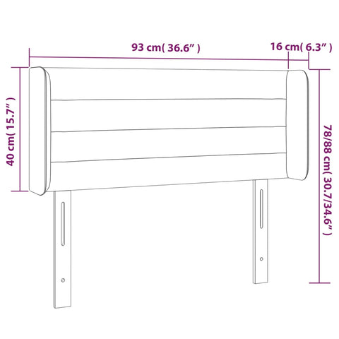 LED Kopfteil Schwarz 93x16x78/88 cm Samt