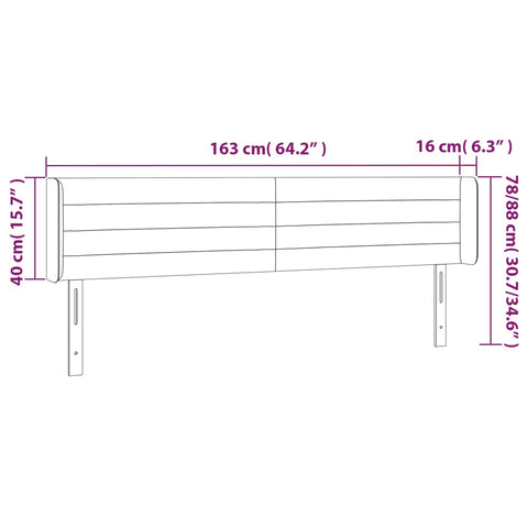 LED Kopfteil Rosa 163x16x78/88 cm Samt