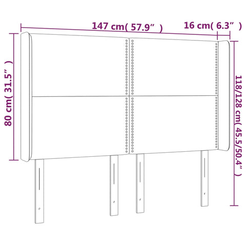 LED Kopfteil Creme 147x16x118/128 cm Stoff