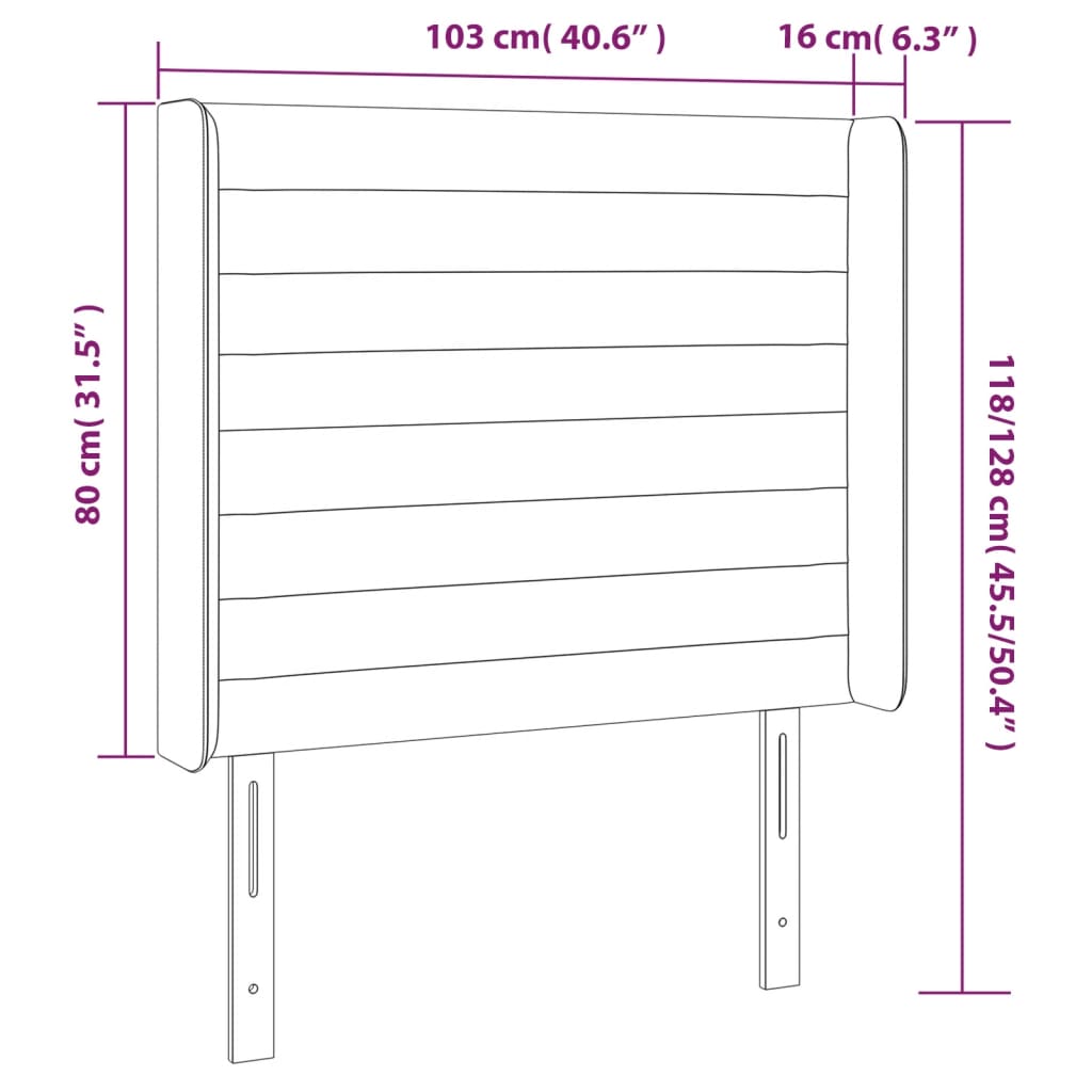 LED Kopfteil Hellgrau 103x16x118/128 cm Samt
