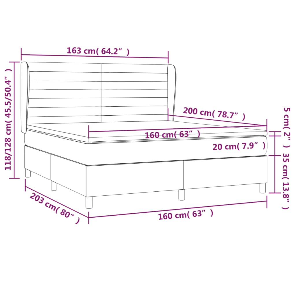 Boxspringbett mit Matratze Hellgrau 160x200 cm Stoff