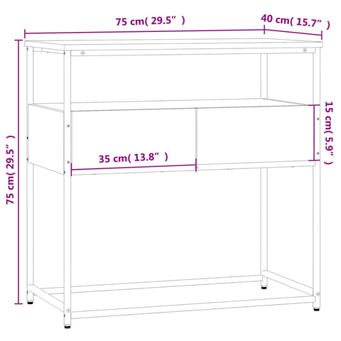 Konsolentisch Schwarz 75x40x75 cm Holzwerkstoff