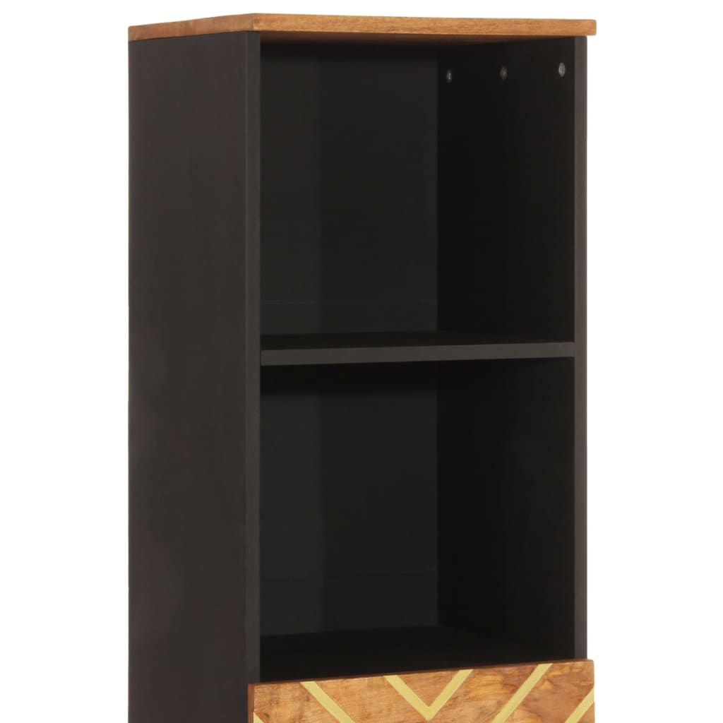 Badschrank Braun und Schwarz 38x33,5x160 cm Massivholz Mango