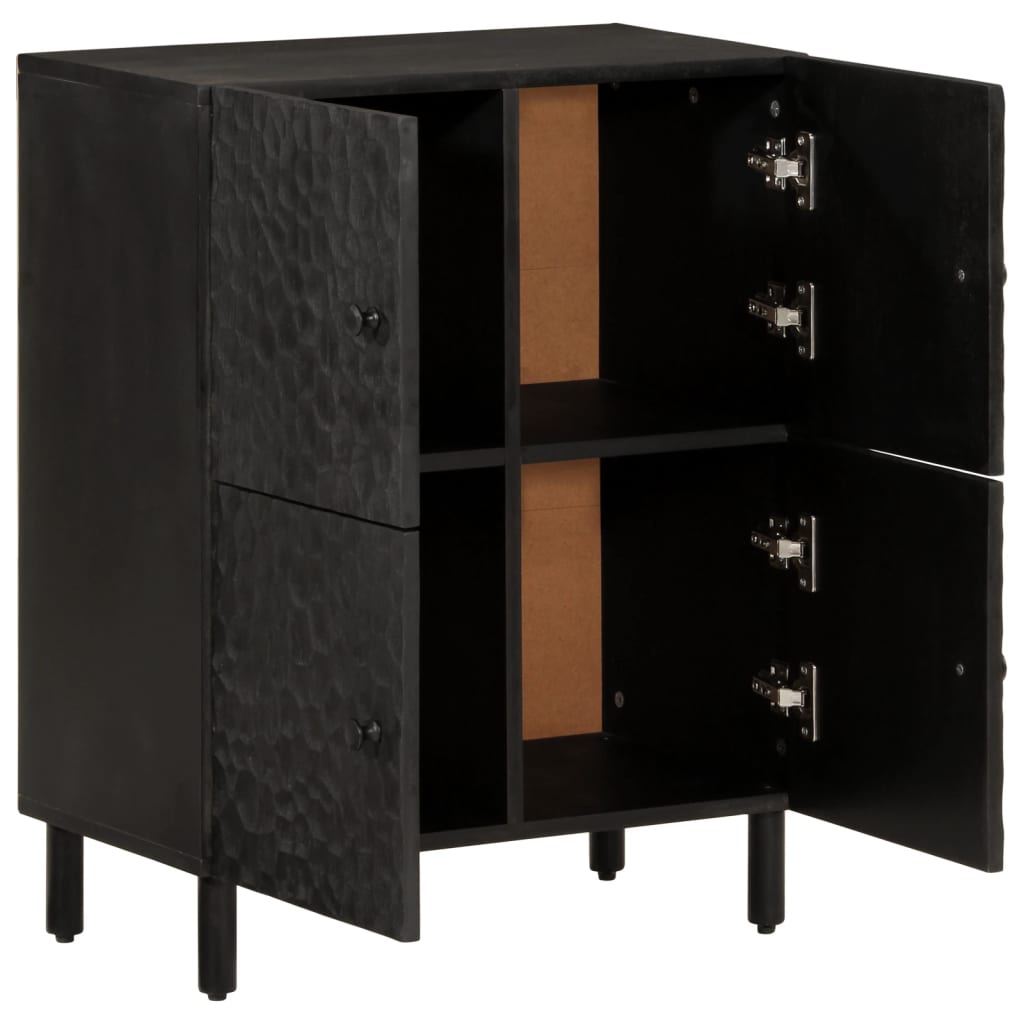 Beistellschrank Schwarz 60x33x75 cm Massivholz Mango