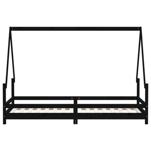 Kinderbett Hausbett Hausform Reling Massivholz Kiefer in Schwarz / Weiß / Natur - 90x200 cm, 80x200 cm, 70x140 cm, 90x190 cm, 80x160 cm Bettgestell Kinderbettgestell