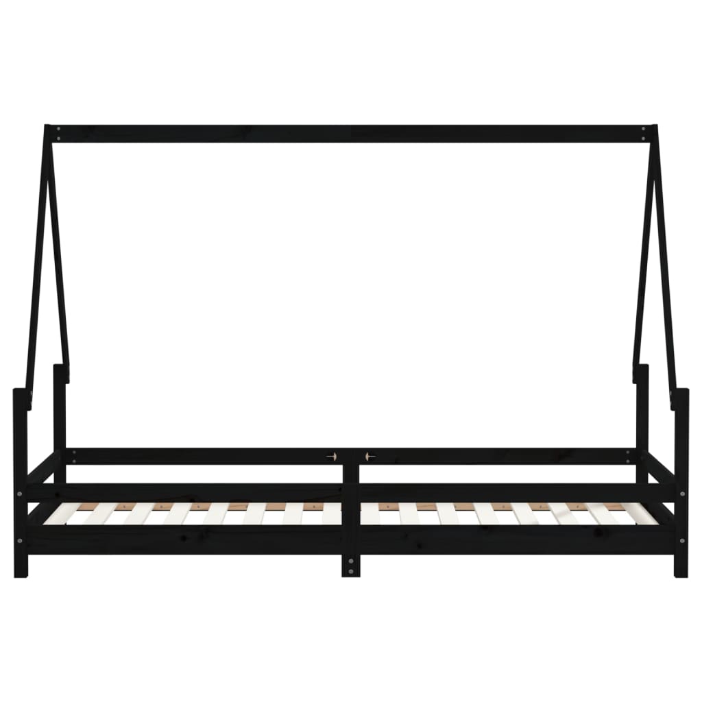 Kinderbett Hausbett Hausform Reling Massivholz Kiefer in Schwarz / Weiß / Natur - 90x200 cm, 80x200 cm, 70x140 cm, 90x190 cm, 80x160 cm Bettgestell Kinderbettgestell