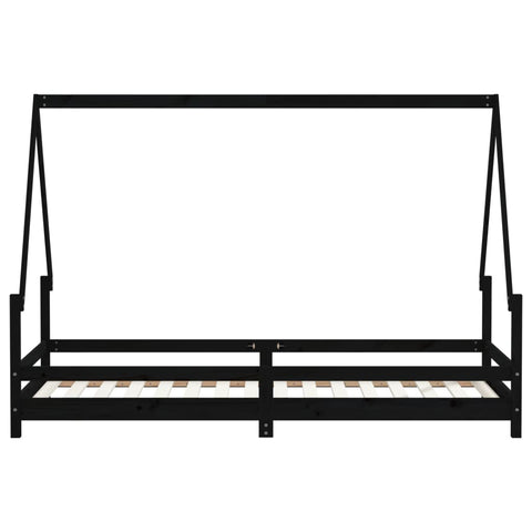 Kinderbett Hausbett Hausform Reling Massivholz Kiefer in Schwarz / Weiß / Natur - 90x200 cm, 80x200 cm, 70x140 cm, 90x190 cm, 80x160 cm Bettgestell Kinderbettgestell