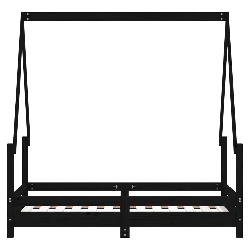 Kinderbett Hausbett Hausform Reling Massivholz Kiefer in Schwarz / Weiß / Natur - 90x200 cm, 80x200 cm, 70x140 cm, 90x190 cm, 80x160 cm Bettgestell Kinderbettgestell