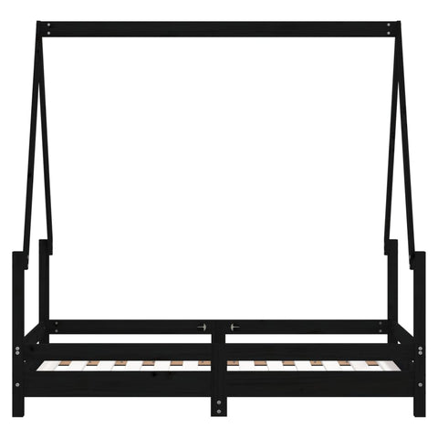 Kinderbett Hausbett Hausform Reling Massivholz Kiefer in Schwarz / Weiß / Natur - 90x200 cm, 80x200 cm, 70x140 cm, 90x190 cm, 80x160 cm Bettgestell Kinderbettgestell