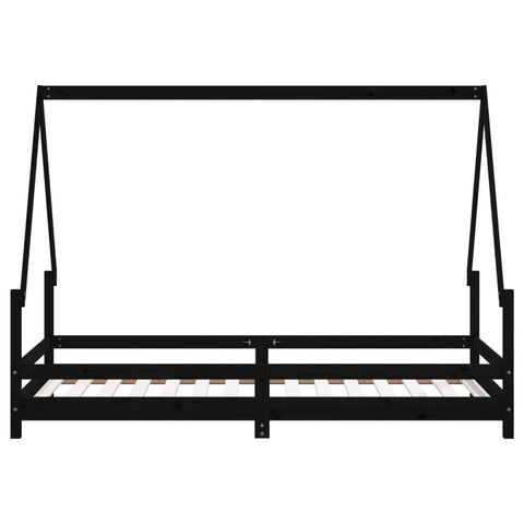 Kinderbett Hausbett Hausform Reling Massivholz Kiefer in Schwarz / Weiß / Natur - 90x200 cm, 80x200 cm, 70x140 cm, 90x190 cm, 80x160 cm Bettgestell Kinderbettgestell