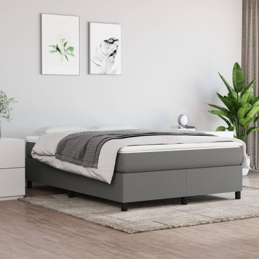 Boxspringbett mit Matratze Dunkelgrau 140x200 cm Stoff