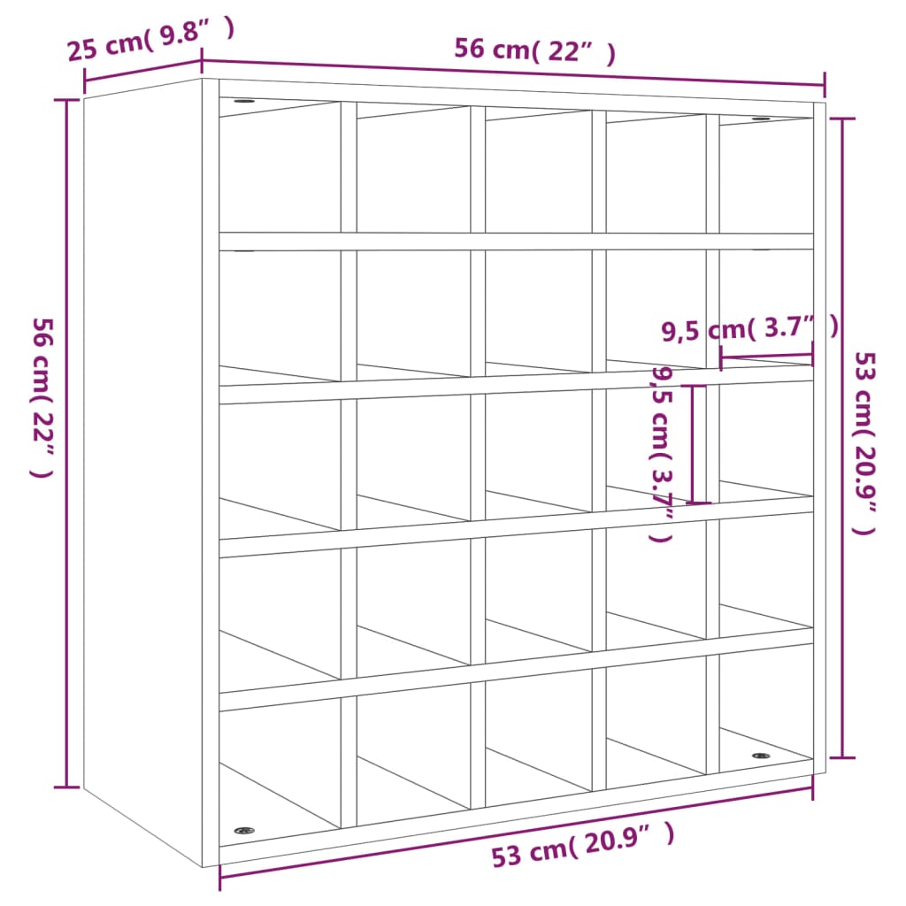 Weinregal 56x25x56 cm Massivholz Kiefer