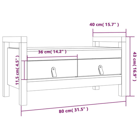 Flurbank Grau 80x40x43 cm Massivholz Kiefer