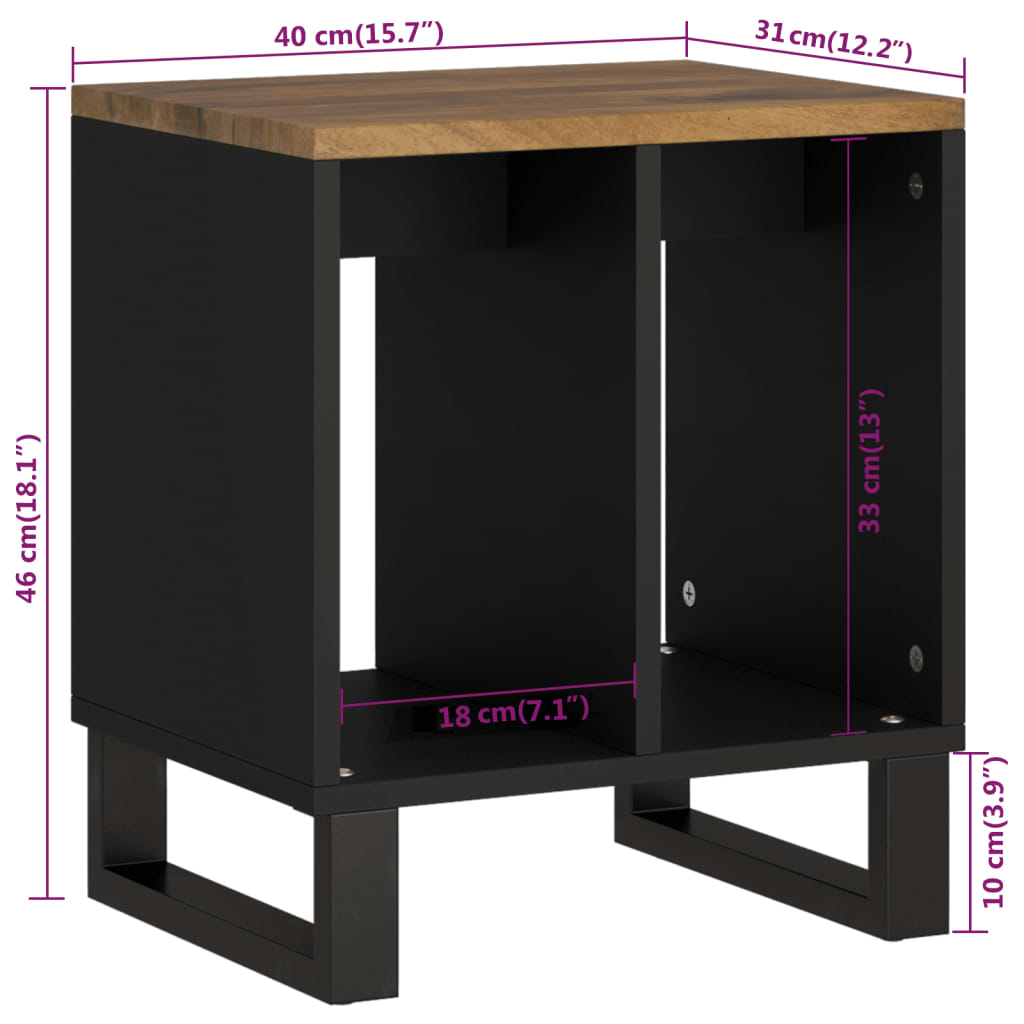 Beistelltisch 40x31x46 cm Massivholz Mango & Holzwerkstoff