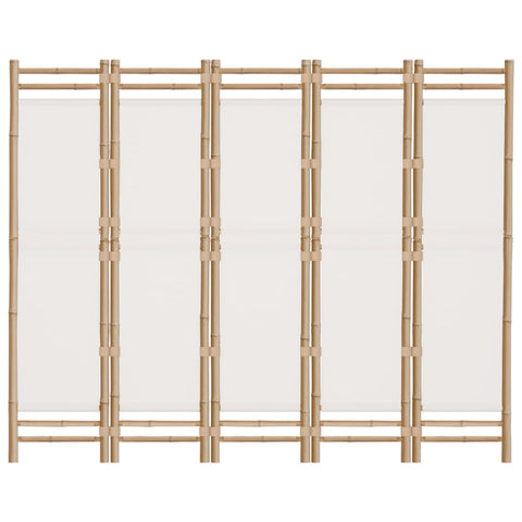 5-tlg. Paravent Faltbar 200 cm Bambus und Canvas