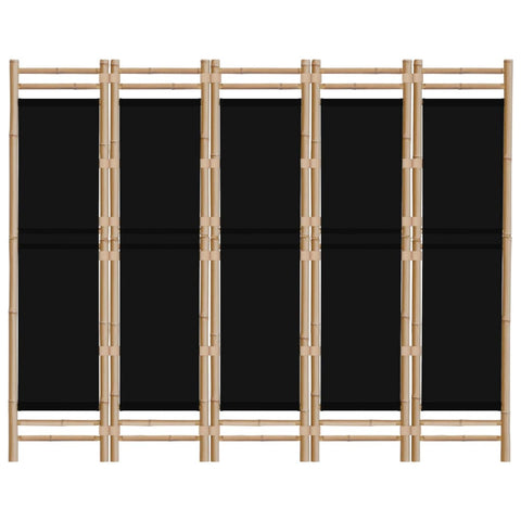 5-tlg. Paravent Faltbar 200 cm Bambus und Canvas