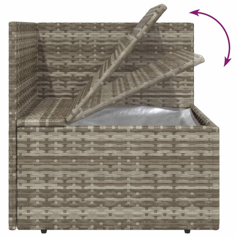 3-tlg. Garten-Lounge-Set mit Kissen Grau Poly Rattan