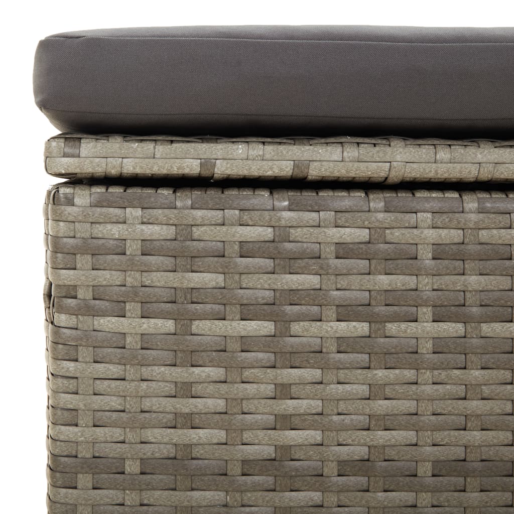 3-tlg. Garten-Lounge-Set mit Kissen Grau Poly Rattan