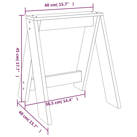 Hocker 2 Stk. Schwarz 40x40x45 cm Massivholz Kiefer