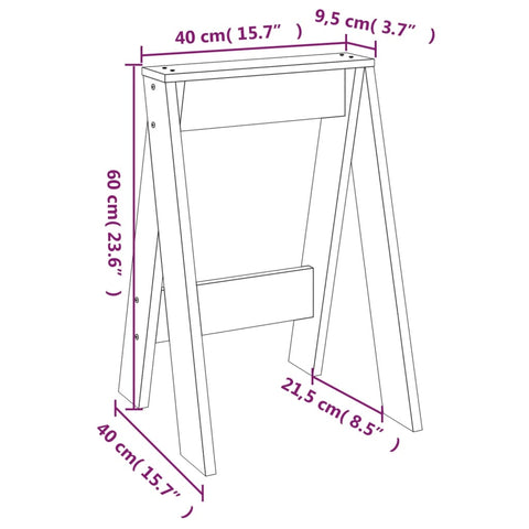 Hocker 2 Stk. 40x40x60 cm Massivholz Kiefer